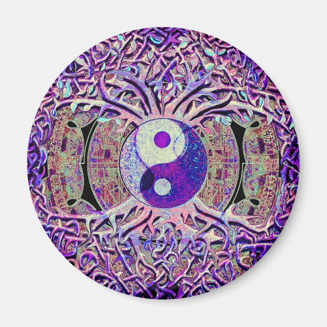 Phantastisches Aussehen Yin Yang Tree Magnet (Vorne)