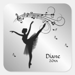Phantastisches Ballerina-Tanzen mit Musik Quadratischer Aufkleber