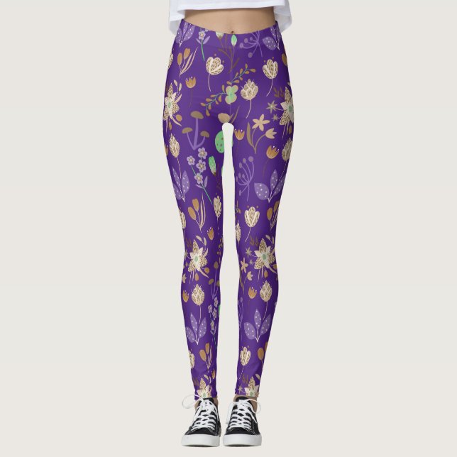 Phantastisches Blumenmuster Leggings (Vorderseite)