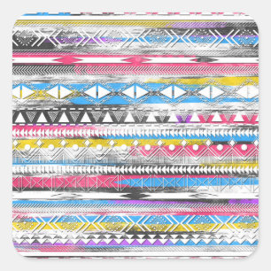 Phantastisches Cool trendy Aztec Stammesandenmuste Quadratischer Aufkleber