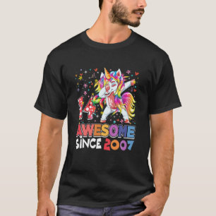 Phantastisches Dabbing Einhorn Geburtstag 14 Jahre T-Shirt