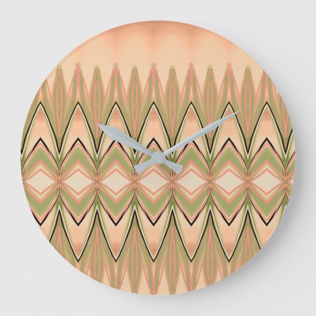 Phantastisches Design mit Grün und Korallen Große Wanduhr (Vorderseite)