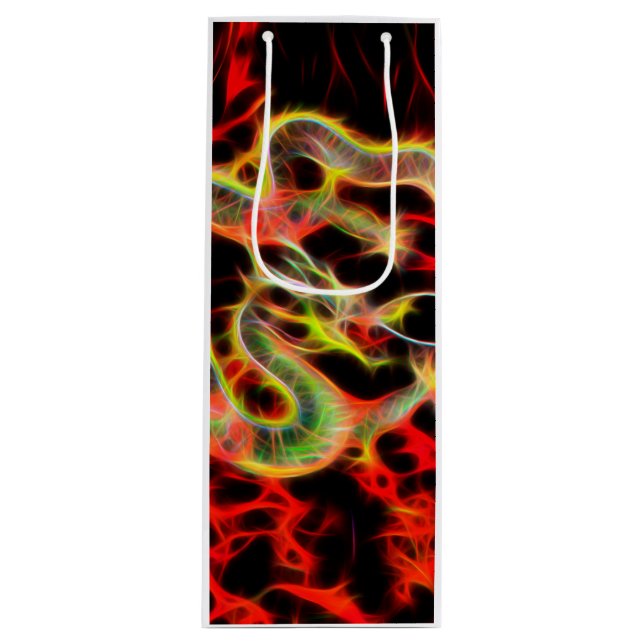 Phantastisches Drachenfeuer auf Glücksenergie Geschenktüte Für Weinflaschen (Vorderseite)