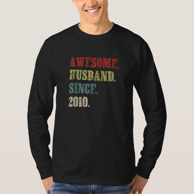 Phantastisches Ehemann seit 2010 12 Hochzeitstag T-Shirt (Vorderseite)