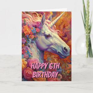 Phantastisches Einhorn 6. Geburtstag geflogen Karte