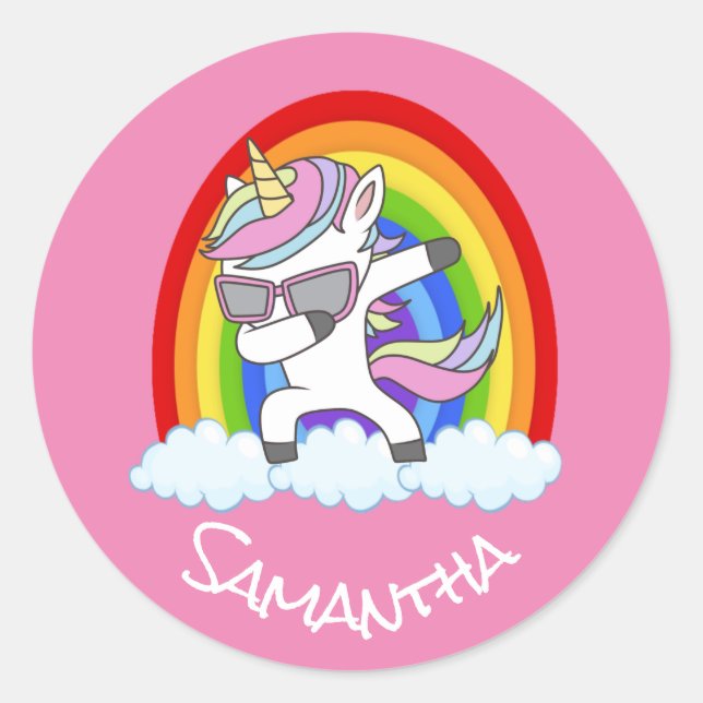 phantastisches Einhorn-Party Rosa Klassischer Rund Runder Aufkleber (Vorderseite)