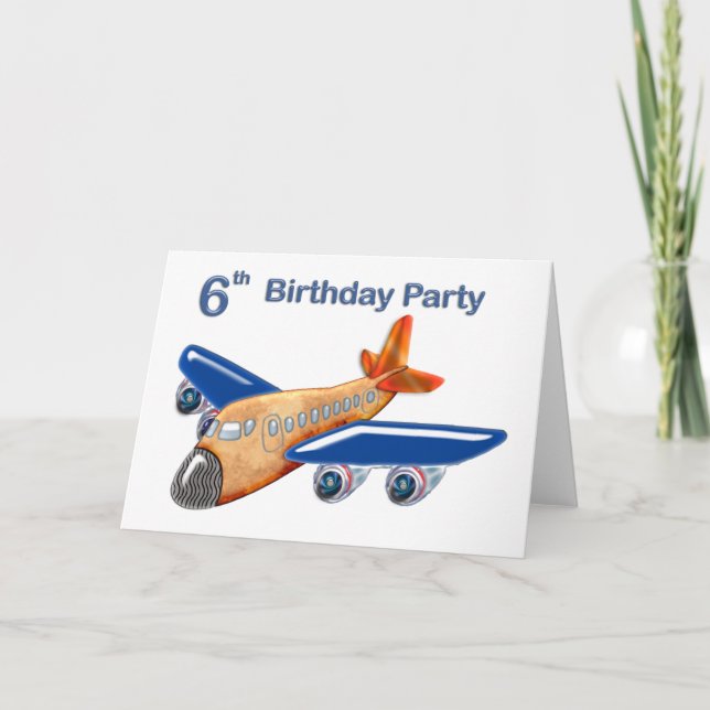 Phantastisches Flugzeug 6. Geburtstag Karte (Vorderseite)