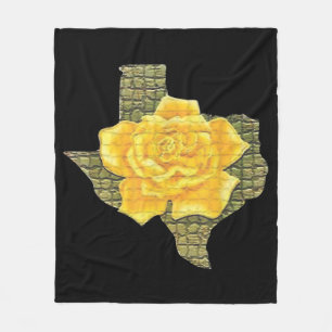 Phantastisches Gelb-Rose von Texas-Muster Blume Fleecedecke