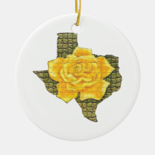 Phantastisches Gelb-Rose von Texas-Muster Blume Keramik Ornament
