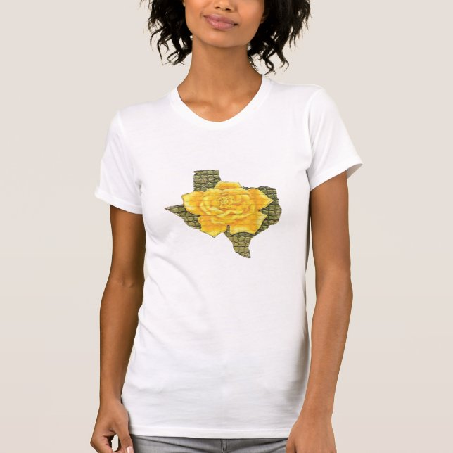 Phantastisches Gelb-Rose von Texas-Muster Blume T-Shirt (Vorderseite)