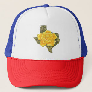 Phantastisches Gelb-Rose von Texas-Muster Blume Truckerkappe