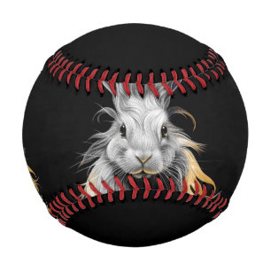 Phantastisches graues Kaninchen am Feuer Baseball