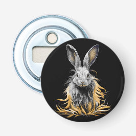 Phantastisches graues Kaninchen am Feuer Flaschenöffner