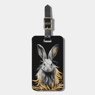 Phantastisches graues Kaninchen am Feuer Gepäckanhänger