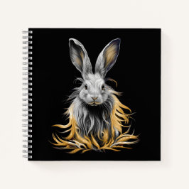 Phantastisches graues Kaninchen am Feuer Notizbuch