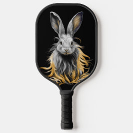 Phantastisches graues Kaninchen am Feuer Pickleball Schläger