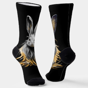 Phantastisches graues Kaninchen am Feuer Socken