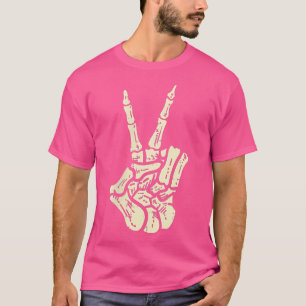 Phantastisches Halloween Skeleton Hand Peace Sign T-Shirt