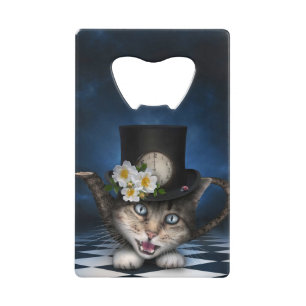 Phantastisches Mad Hatter Teapot Kat Whimsisches D Geldbeutel Flaschenöffner