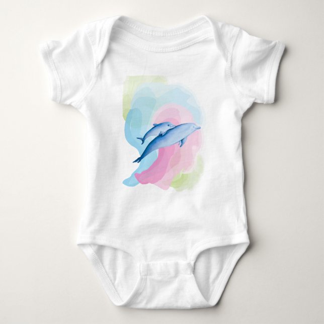 Phantastisches Meer mit Delphinen Baby Strampler (Vorderseite)