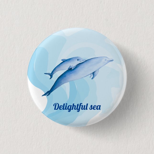 Phantastisches Meer mit Delphinen Button (Vorderseite)