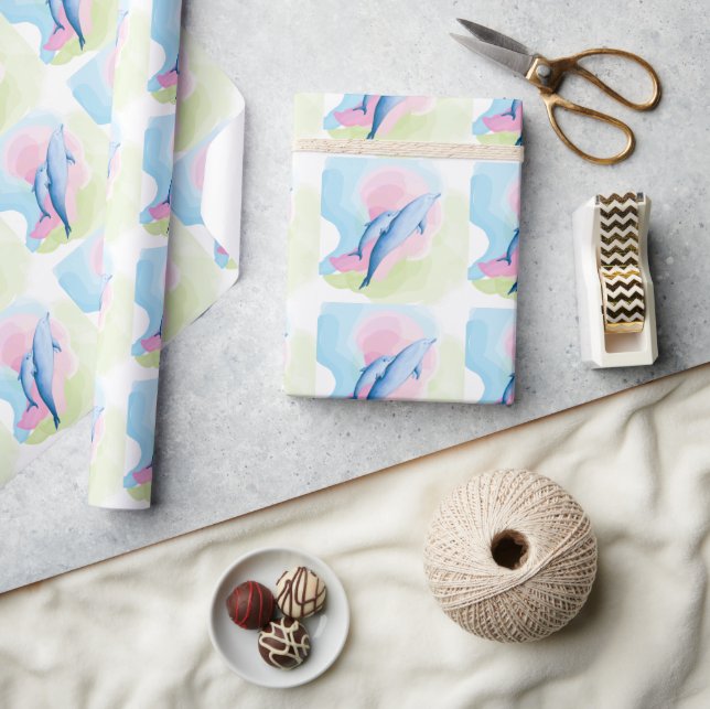 Phantastisches Meer mit Delphinen Geschenkpapier (Kunsthandwerk)