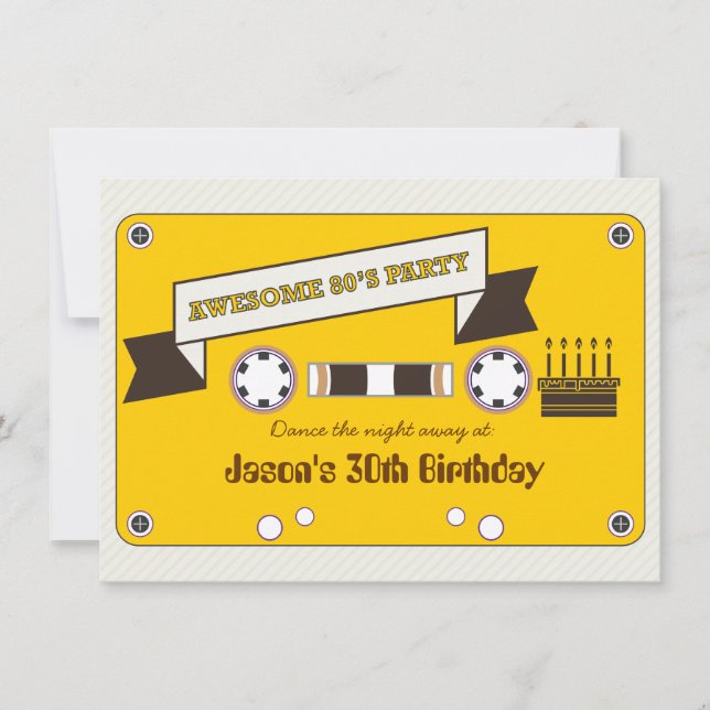 Phantastisches Mixtape New Wave Dance Party der 80 Einladung (Vorderseite)