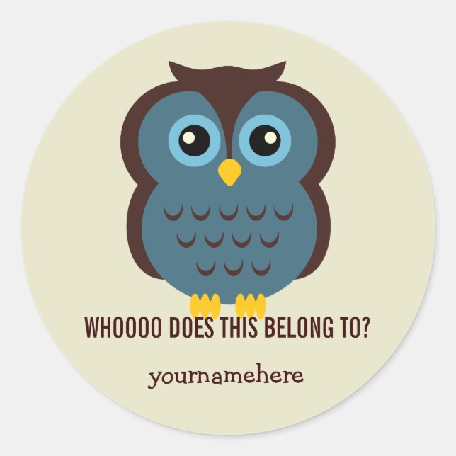 Phantastisches Owl DIESES GEHÖRT ZU Stickern Runder Aufkleber (Vorderseite)
