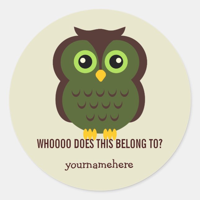 Phantastisches Owl DIESES GEHÖRT ZU Stickern Runder Aufkleber (Vorderseite)