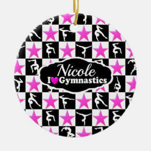 PHANTASTISCHES PINK- UND SCHWARZES GYMNASTIK-DESIG KERAMIK ORNAMENT