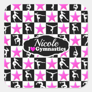 PHANTASTISCHES PINK- UND SCHWARZES GYMNASTIK-DESIG QUADRATISCHER AUFKLEBER