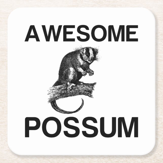 PHANTASTISCHES POSSUM RECHTECKIGER PAPPUNTERSETZER (Vorderseite)