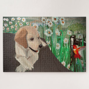 Phantastisches Puppy&Daisies & Hummingbird Jigsaw Puzzle
