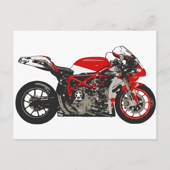 Phantastisches Red Racing Motorrad Postkarte (Vorderseite)