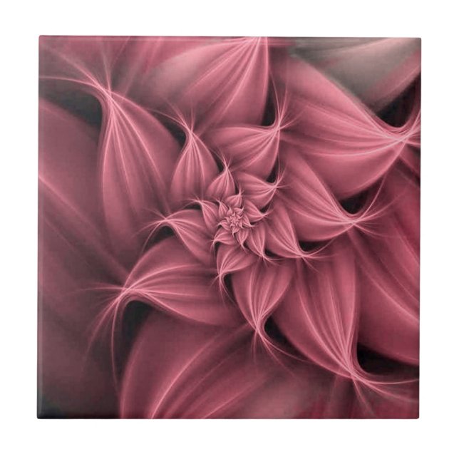 Phantastisches rosa Blume Fraktal Fliese (Vorderseite)