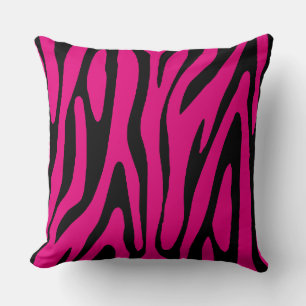 Phantastisches Rosa- und Schwarz-Zebra-Skin-Streif Kissen