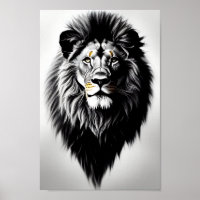 Phantastisches Schwarz-Weiß-Löwe-Portrait
