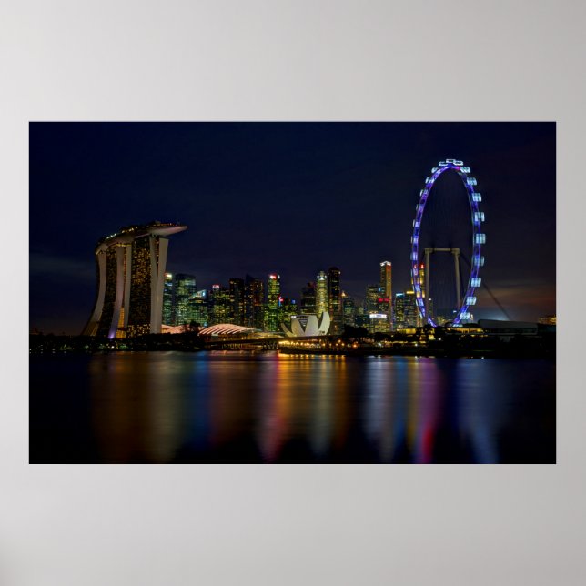 Phantastisches Singapur Skyline by Night Poster (Vorne)