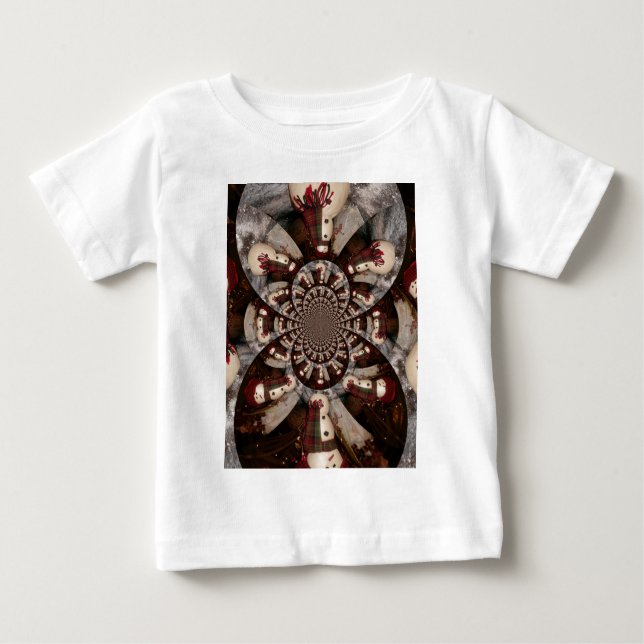 Phantastisches Snowman Kaleidoskop Design Baby T-shirt (Vorderseite)