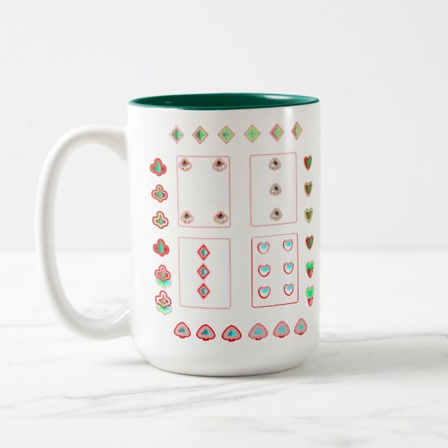 phantastisches Spielkartendesign Zwei-Tone-Tasse,  Zweifarbige Tasse (Links)