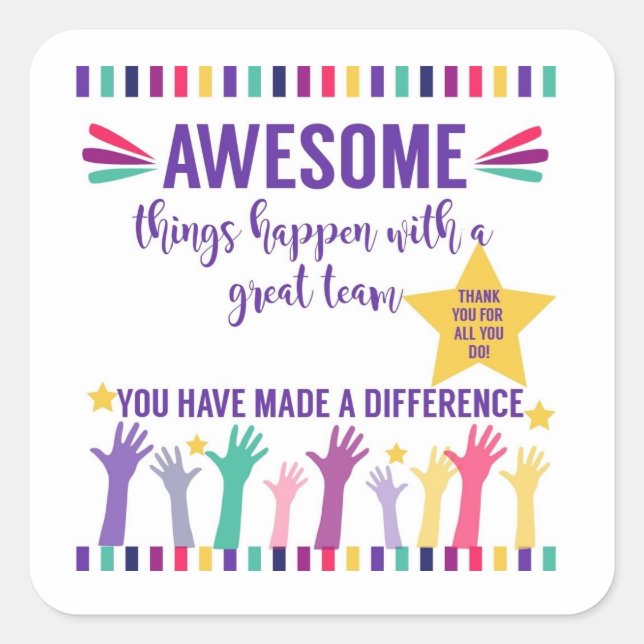 phantastisches Team Quadratischer Aufkleber (Vorderseite)