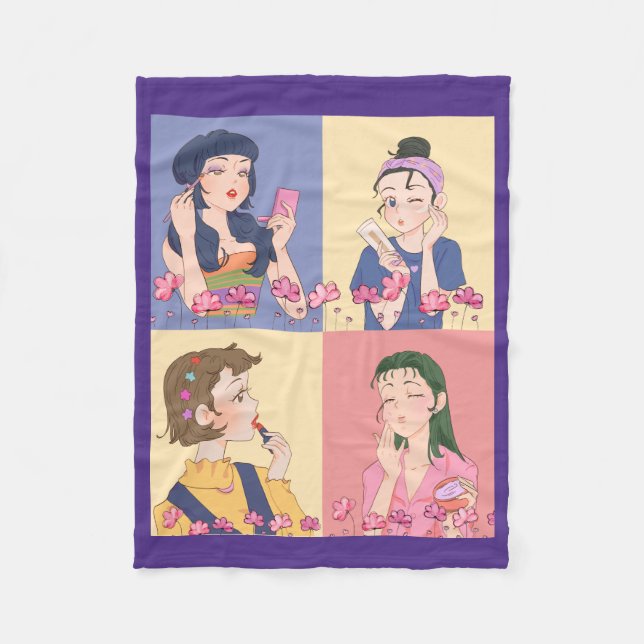 PHANTASTISCHES TIERE , MÄDCHEN , MAKEUP FLEECEDECKE (Vorderseite)