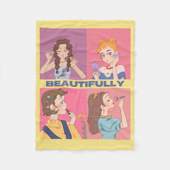 PHANTASTISCHES TIERE , MÄDCHEN , MAKEUP FLEECEDECKE (Vorderseite)