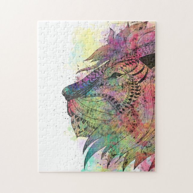 Phantastisches Tribal-Aquarellendesign Puzzle (Vertikal)