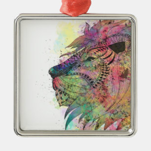 Phantastisches Tribal-Aquarellendesign Silbernes Ornament