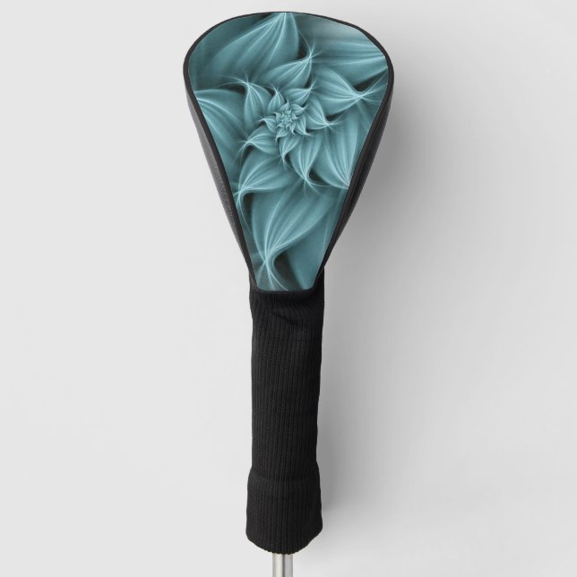 Phantastisches türkisfarbenes Blume Fraktal Golf Headcover (Vorderseite)