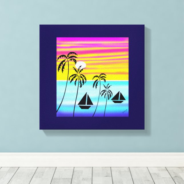 Phantastisches und Niedliches tropisches Segeln Leinwanddruck (Insitu (Holzboden))