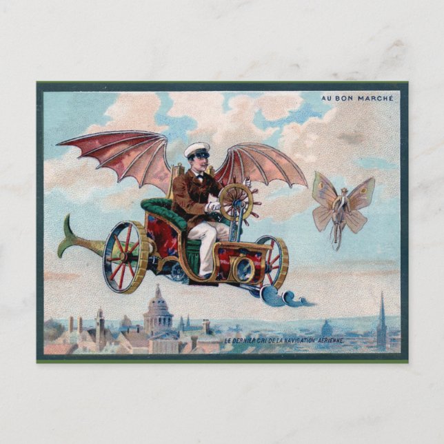 Phantastisches Viktorianisches Steampunk-Flying Ca Postkarte (Vorderseite)