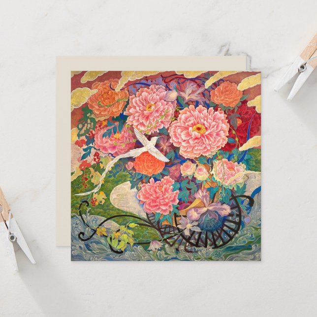 Phantom Flower Carriage: Nihonga Art Postcard (Vorderseite/Rückseite Beispiel)