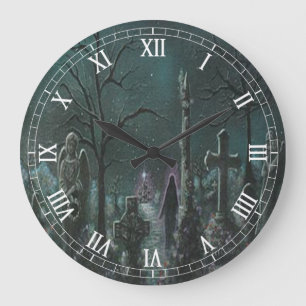 Phantom Graveyard Round Roman Numerals Clock Große Wanduhr
